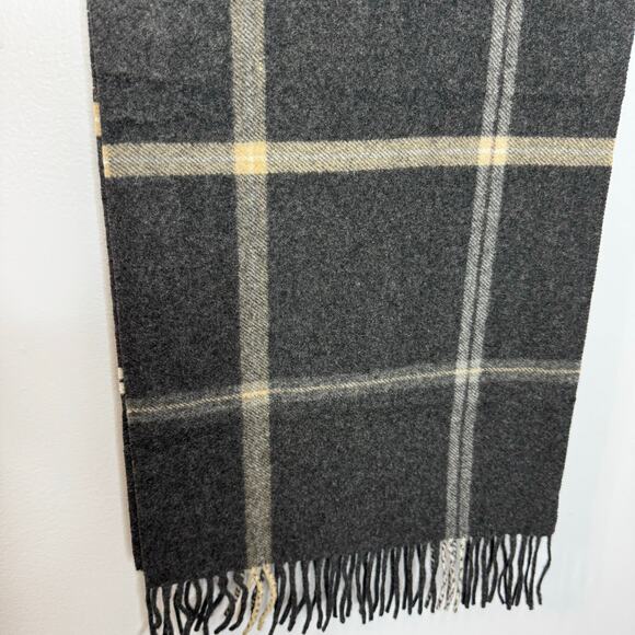Jos A Bank Cashmere Grey Checked Scarf Classic Luxury Men's - Picture 8 of 9